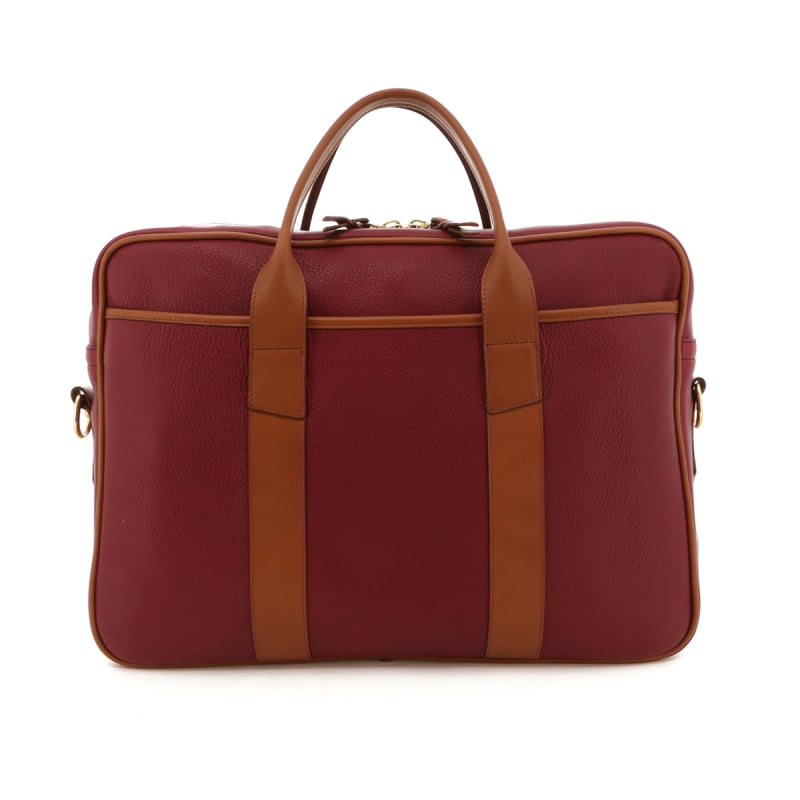 Commuter Briefcase - Berry/Cognac Trim - Tumbled in 
