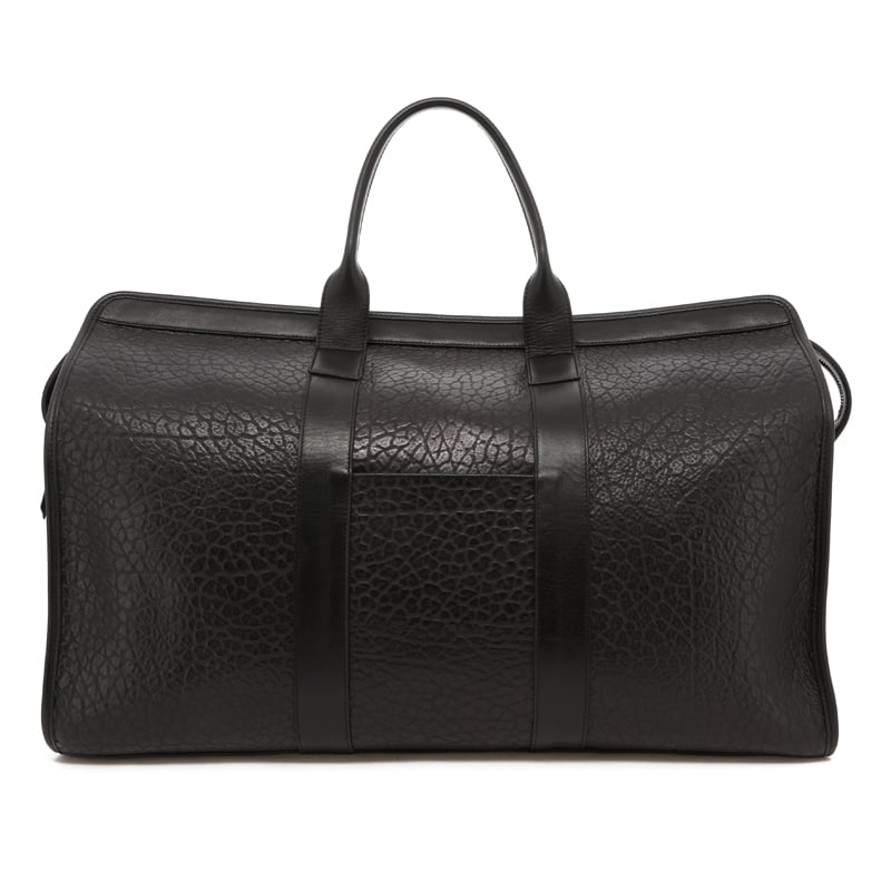 Compass Duffle - Black - Charcoal Herringbone - Shrunken Grain - Silver Hardware in 