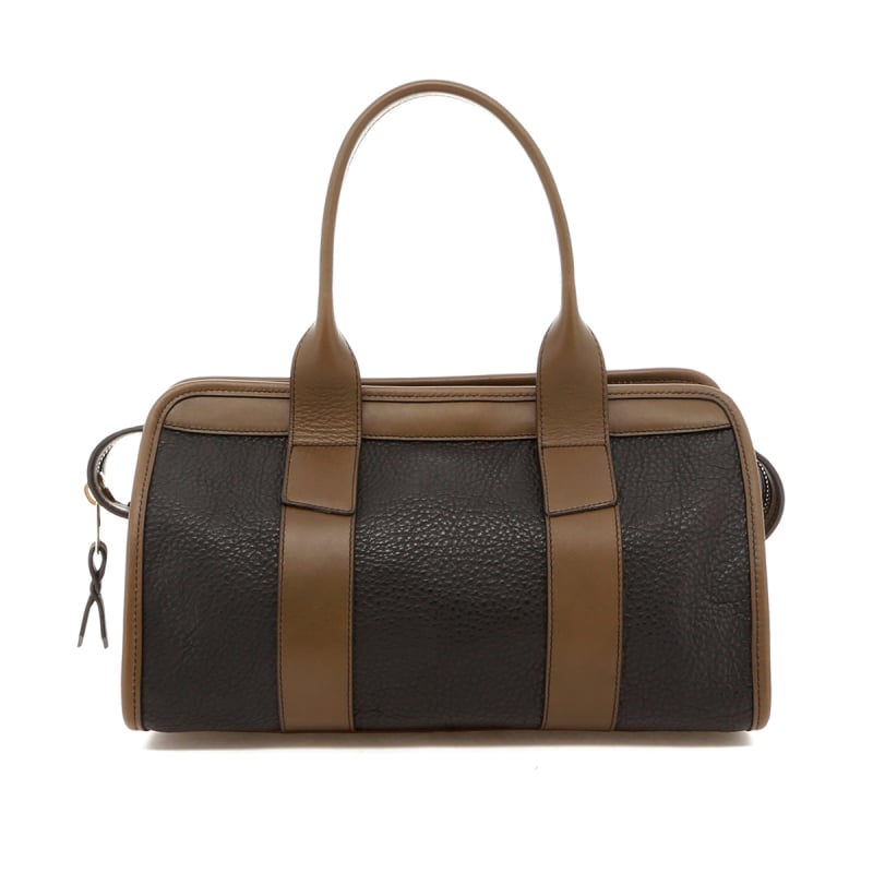 Small Signature Satchel - Black/Olive Trim - Pebble Grain - Olive Interior in 