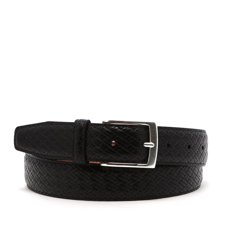 Basket Weave Textured Leather Belt in basket