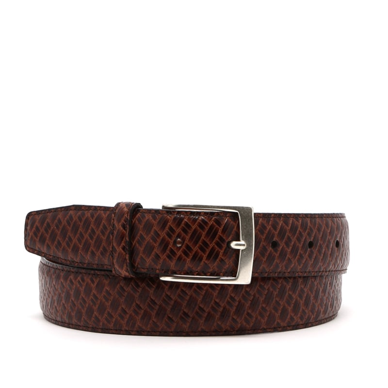 Basket Weave Textured Leather Belt in basket