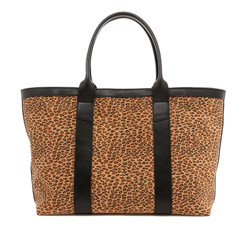 Large Working Tote - Cheetah Microfiber / Black Trim - Zipper Closure in 