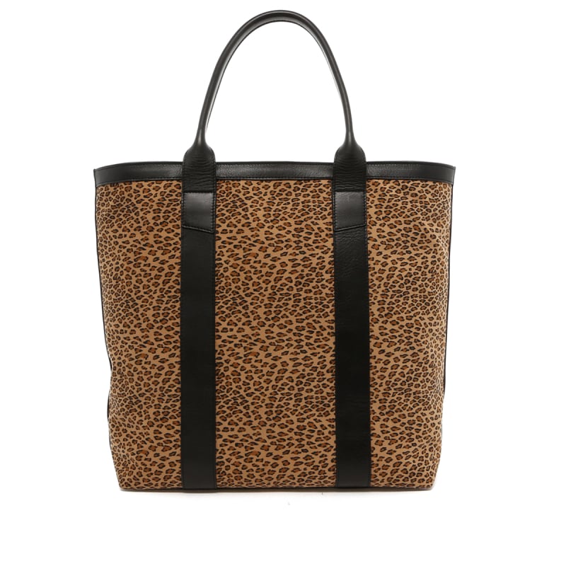 Tall Tote - Cheetah Microfiber / Black Trim - Zipper Top in 