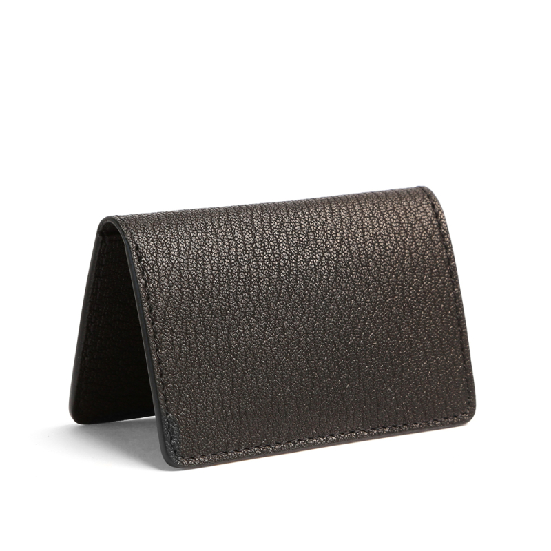 Folding Card Case-Black in goat skin
