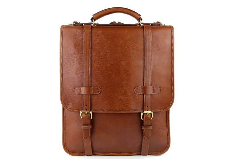 English Backpack-Cognac in smooth tumbled leather