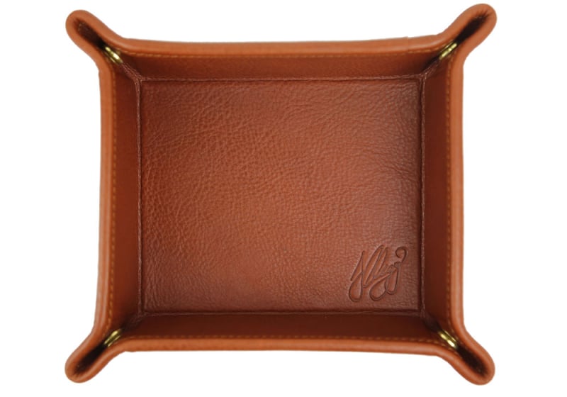 VALET TRAY-Cognac in smooth tumbled leather