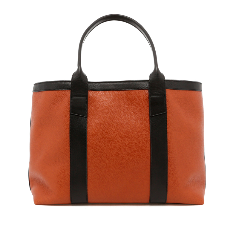 Large Working Tote - Cognac/Black Trim - Black Interior - Pebbled in 