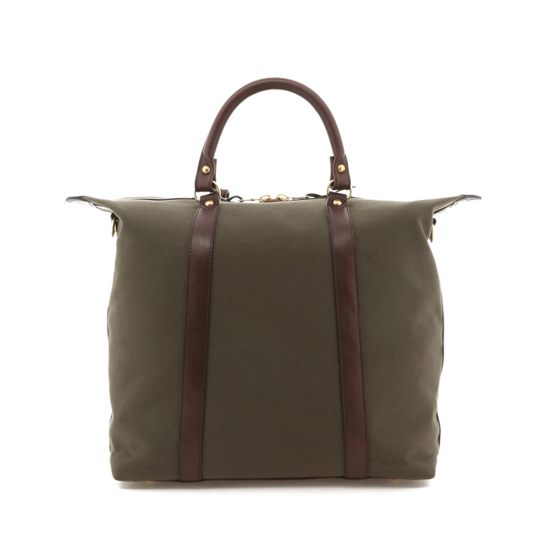 Hampton Tote - Dark Olive Canvas / Chocolate Trim in 