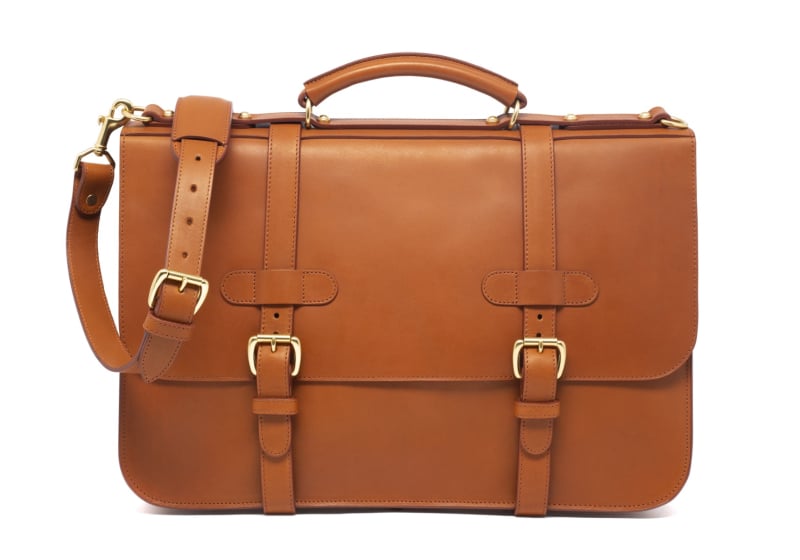 English Briefcase-Cognac in harness belting leather