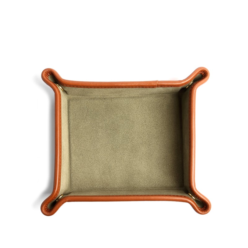 Suede Valet Tray-Mint/Cognac in suede