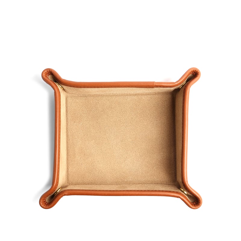 Suede Valet Tray-Sand/Cognac in suede