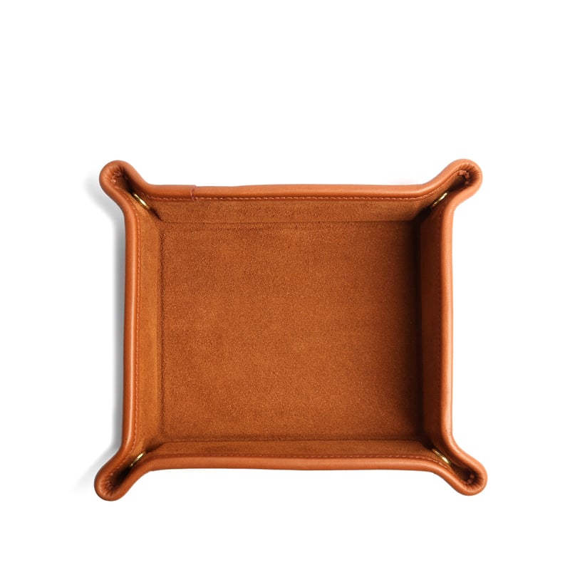 Suede Valet Tray-Tobacco in suede