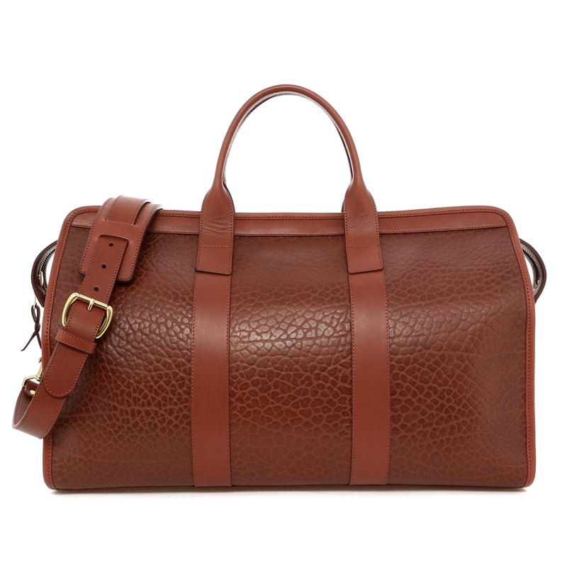 Signature Travel Duffle -Chestnut in shrunken grain leather