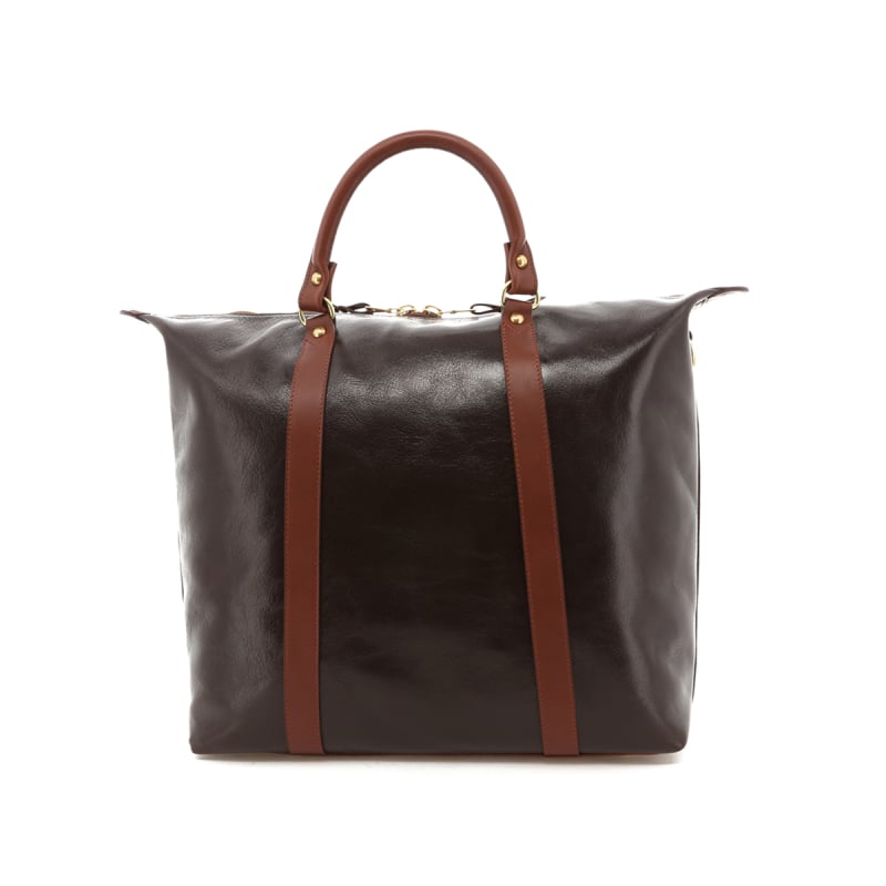 Hampton Tote - Glossy Chocolate Goatskin / Chestnut Trim in 