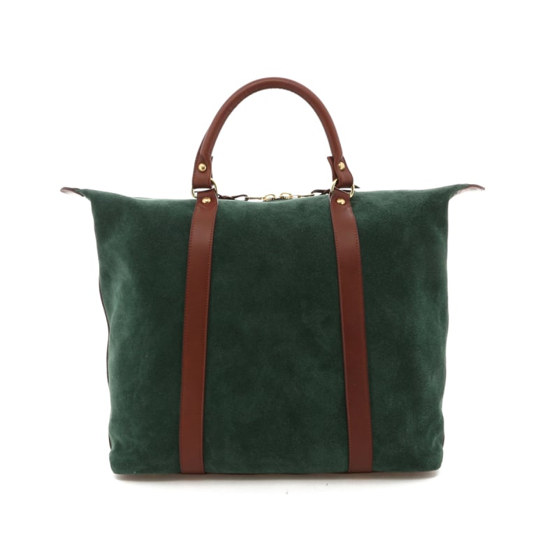 Hampton Tote - Hunter Green/Chestnut Trim - Suede in 