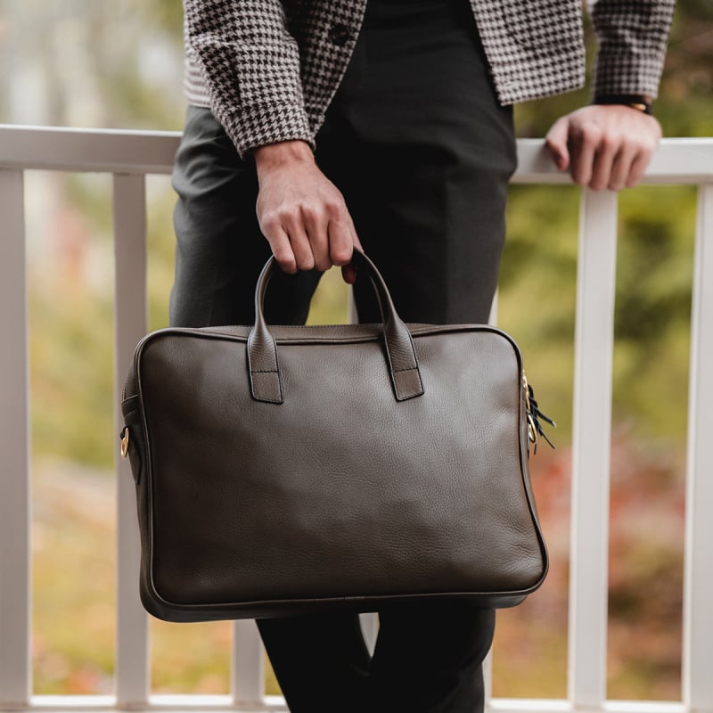 Computer Briefcase in smooth tumbled leather