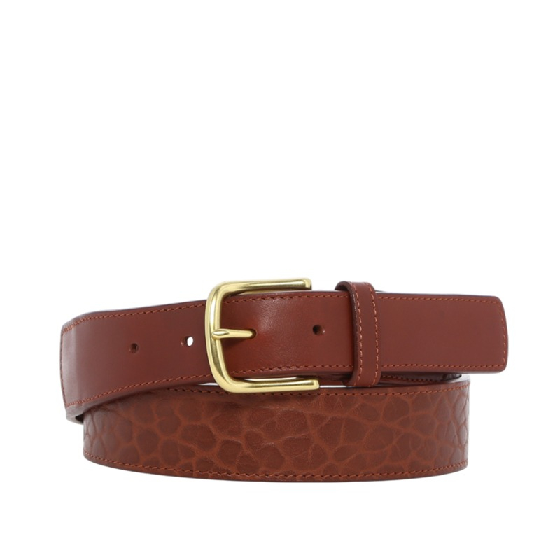 Leather Tab Belt in shrunken grain leather
