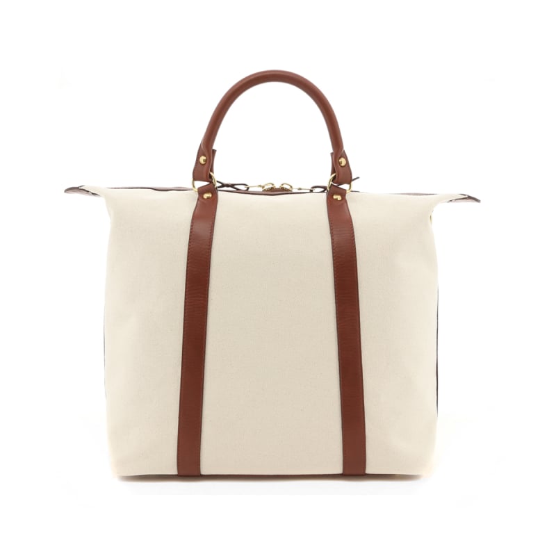 Hampton Tote - Natural / Chestnut Trim - 18oz Canvas in 