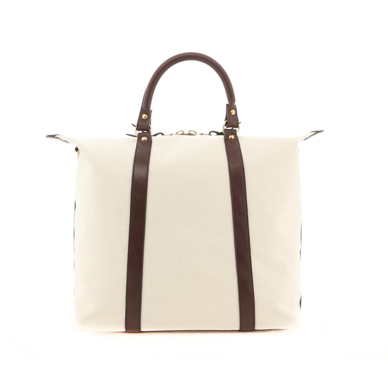 Hampton Tote - Natural Canvas / Chocolate Trim in 