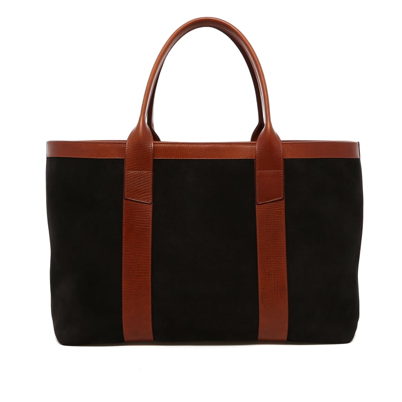 Large Working Tote - Black/Otter - Nubuck - Linen Interior  in 