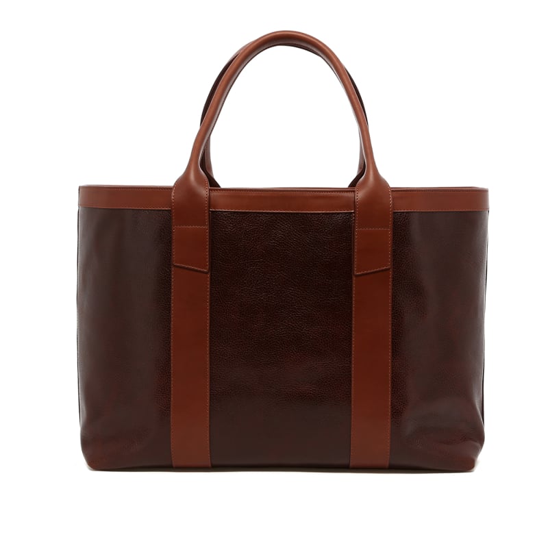 Large Working Tote - Glossy Root Beer/ Chestnut - Pacific Blue Interior  in 