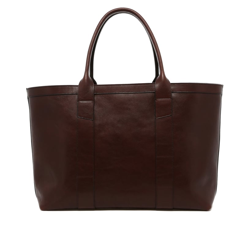 Large Working Tote - Potting Soil Brown - Tumbled Leather - Linen Interior  in 