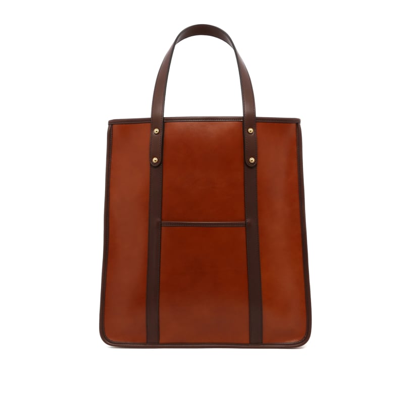 Market Tote - Sugar Almond/Chocolate - Belting Leather - Unlined  in 