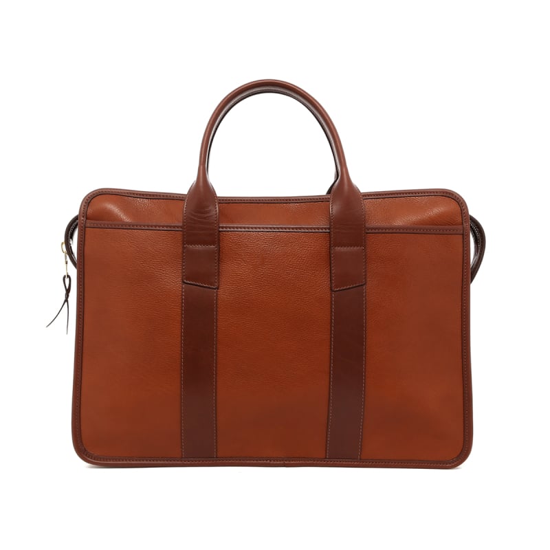 Bound Edge Zip-Top - Hazel/Chestnut - Tumbled Leather in 