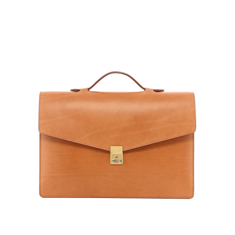 Port Brief - Natural Honey - Belting Leather  in 