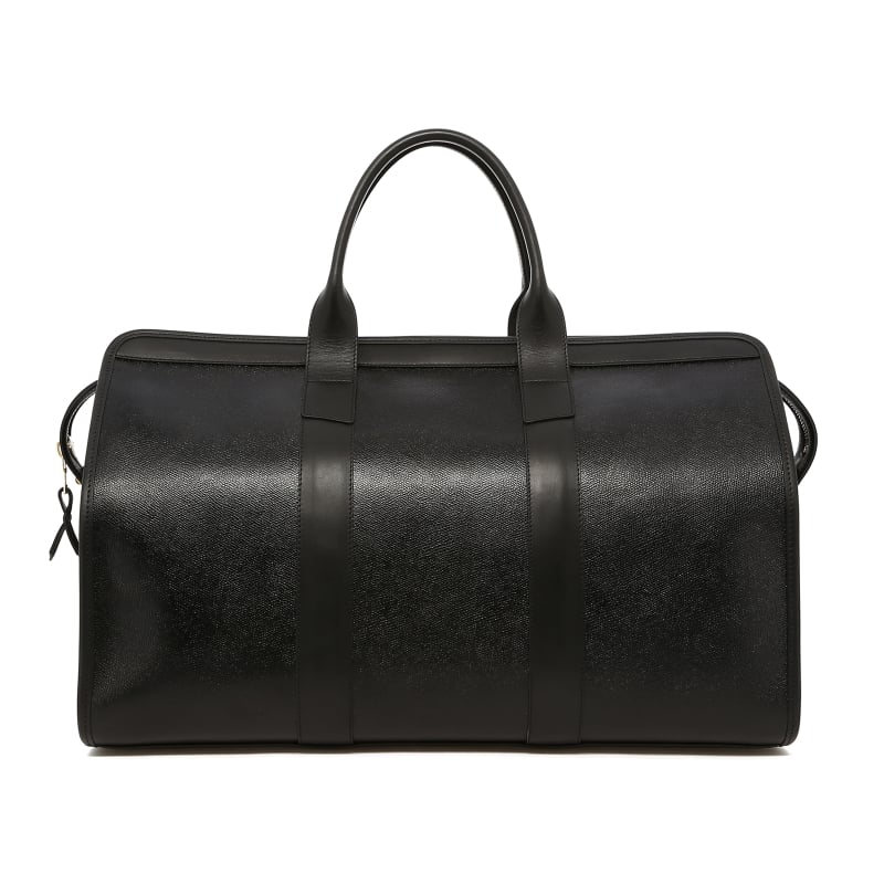 Signature Travel Duffle - Black Printed Grain Leather - Black Curdura in 