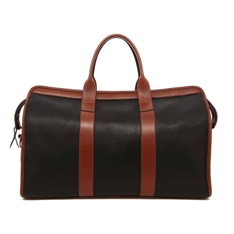 Signature Travel Duffle - Black/Chestnut - Pebbled Leather in 