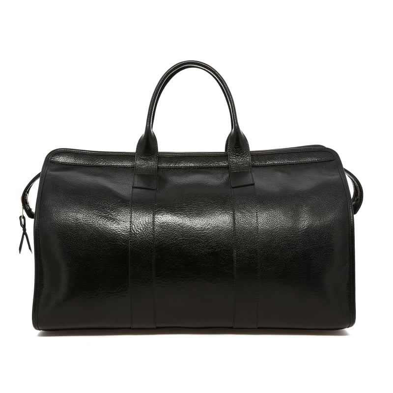 Signature Travel Duffle - Glossy Black - Tumbled Leather - Orange Curdura in 