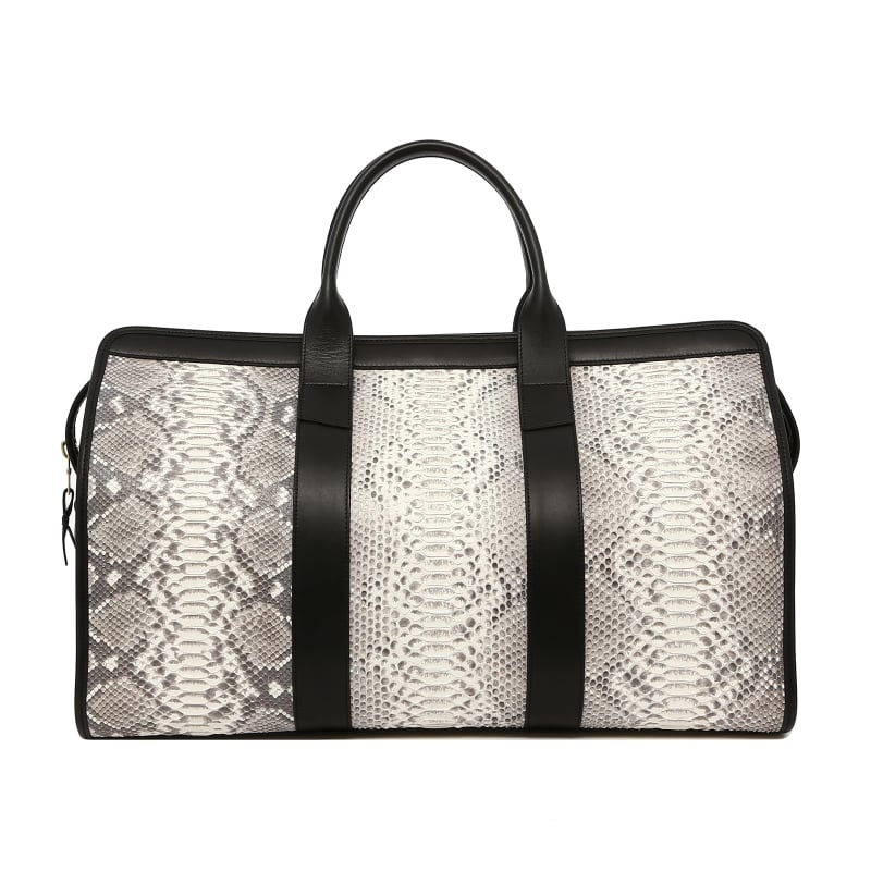Signature Travel Duffle - Matte Natural Python/Black Trim in 