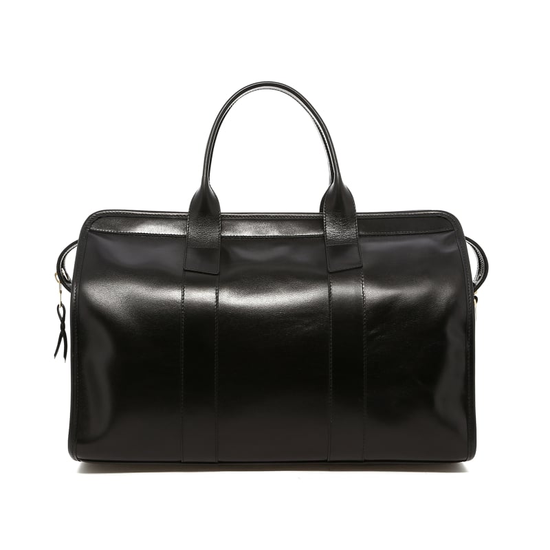 Small Travel Duffle - Smooth Black Calf - Black Cordura  in 