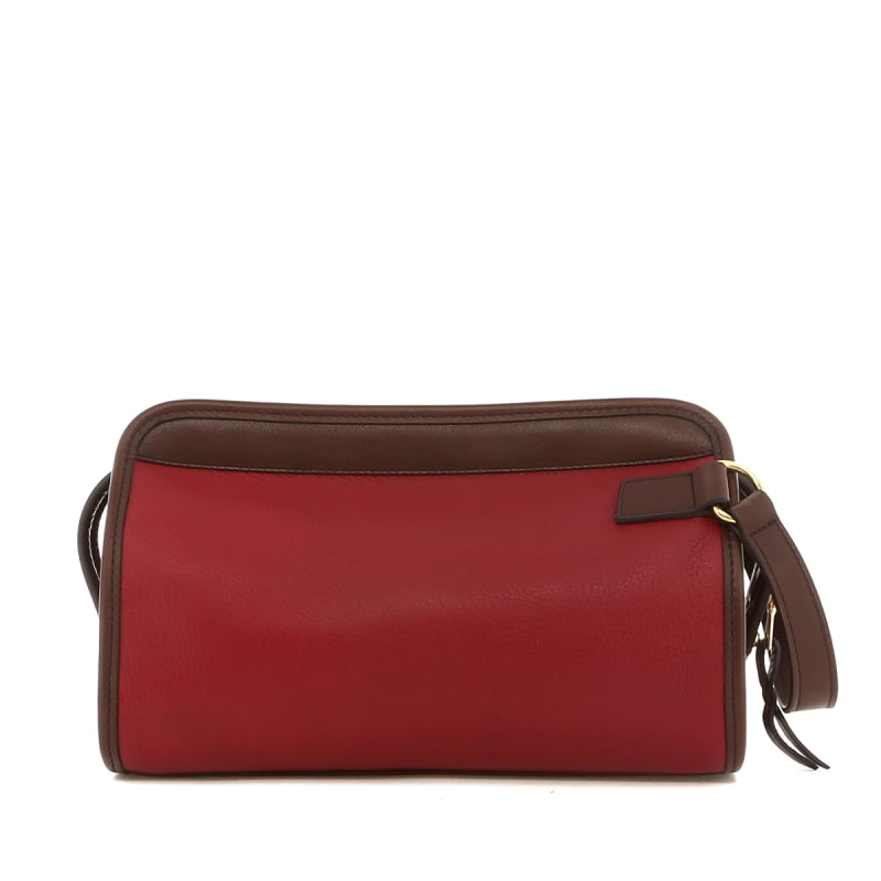 Small Travel Kit - Berry/Chocolate Matte Tumbled Leather - Grey Cordura  in 