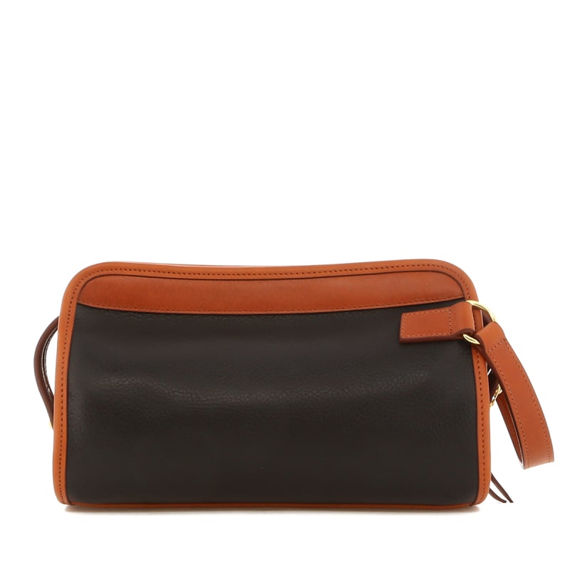 Small Travel Kit - Black Matte/Cognac - Tumbled Leather - Grey Cordura  in 