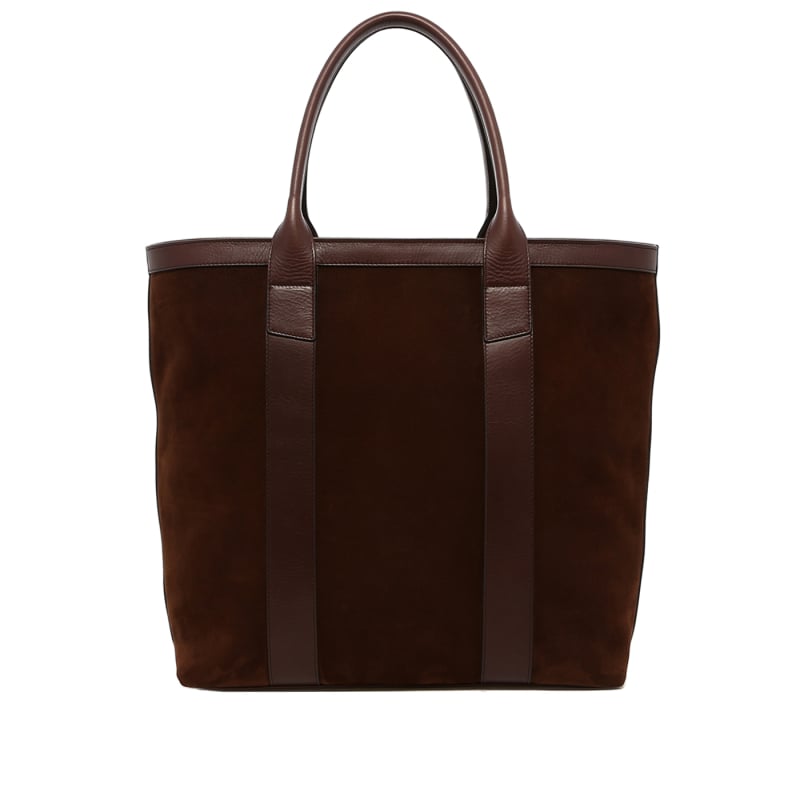 Tall Tote - Brown/Chocolate Trim - Nubuck - Zipper Closure in 