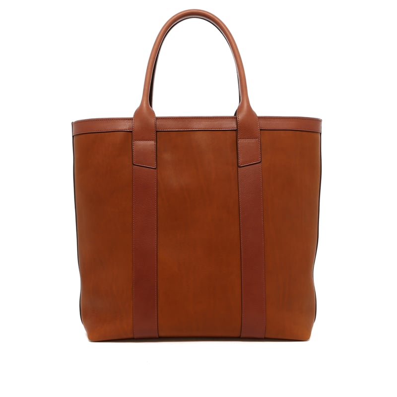 Tall Tote - Chipmunk/Russet Trim - Purple Interior - Zipper Closure in 
