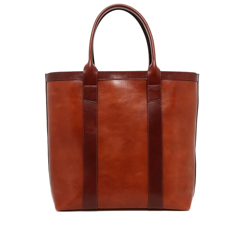 Tall Tote - Cinnamon Stitck/Rum Raisin - Tumbled Leather - Linen Interior - Zipper Closure in 