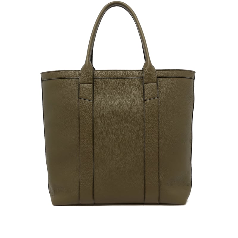 Tall Tote - Light Military - Taurillon Leather - Linen Interior - Zipper Closure in 
