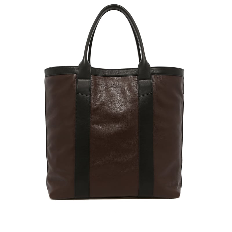 Tall Tote - Mulch Brown/Black Trim - Tumbled Leather in 