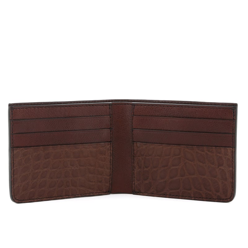 Bifold Wallet -Fudgesickle Brown Print/Chocolate Alligator  in 