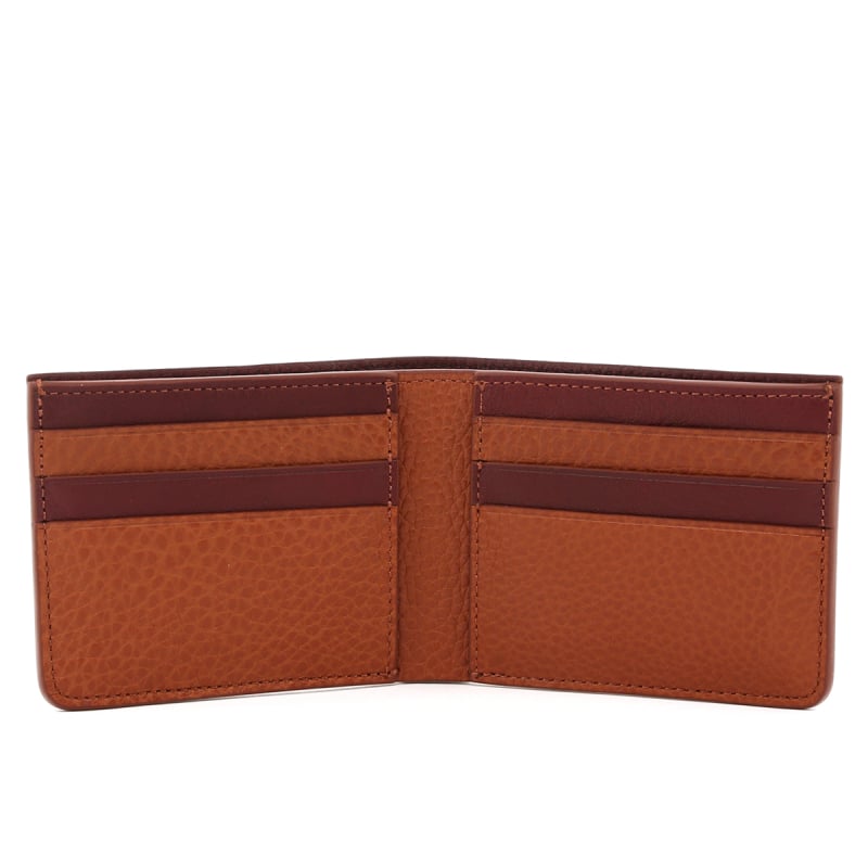 Bifold Wallet - Cognac /Burgundy - Pebbled Leather in 