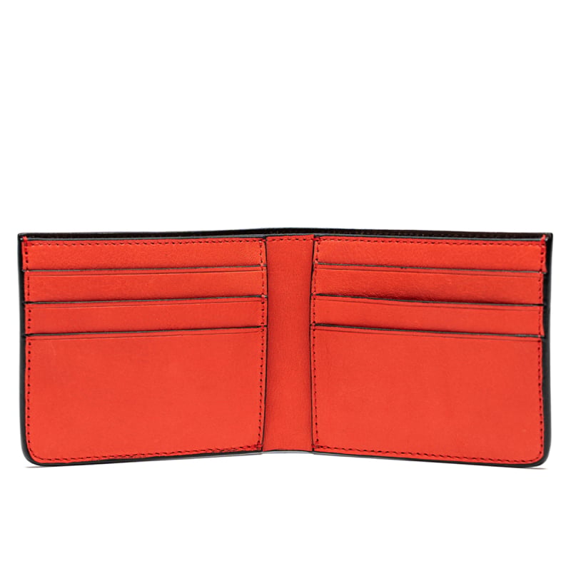 Bifold Wallet - Hibiscus - Tumbled Leather - Chocolate Interior in 