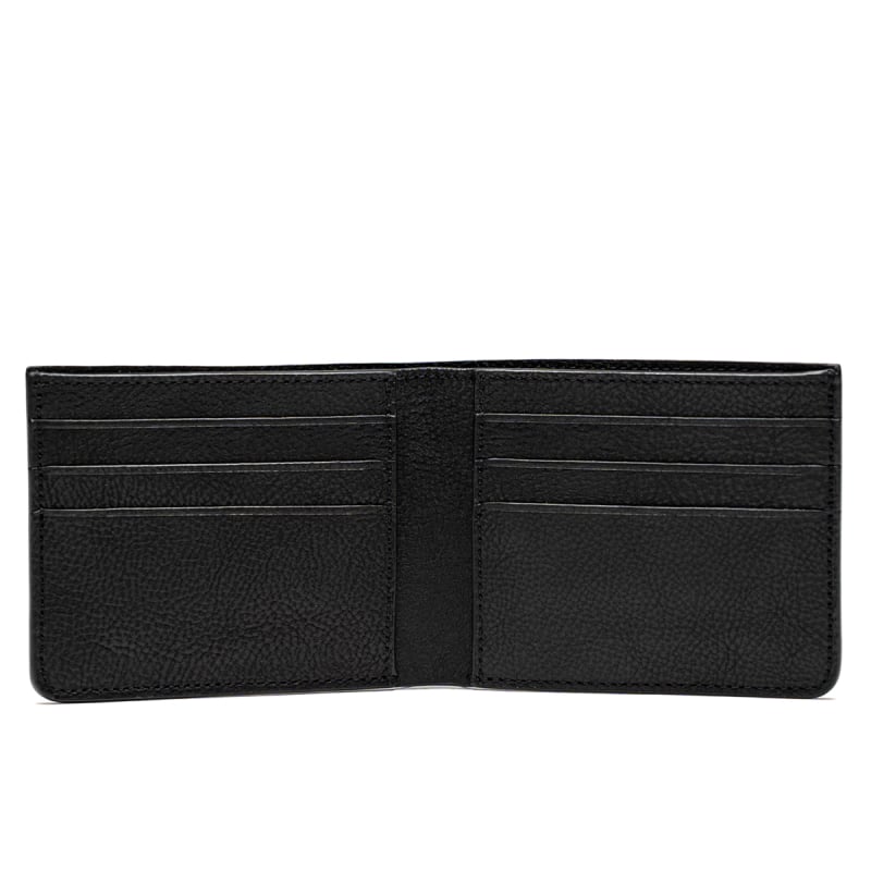 Bifold Wallet - Black - Polished Pebbed Leather in 
