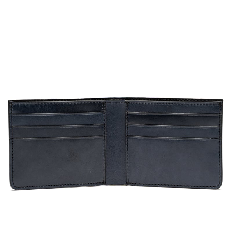 Bifold Wallet - Navy - Polished Leather - Black Interior  in 