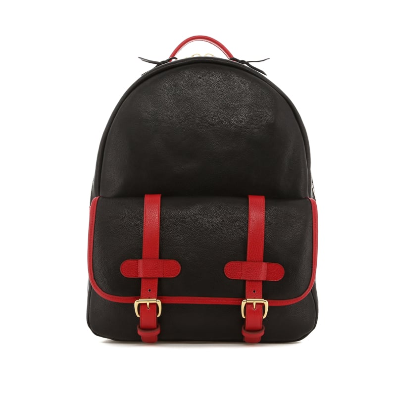 Hampton Backpack - Black/Red - Pebbled Leather in 