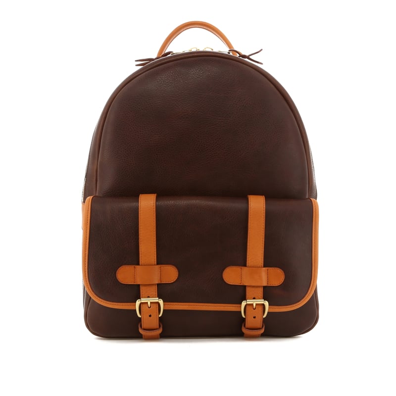 Hampton Backpack - Chocolate/Caramel - Tumbled Leather in 