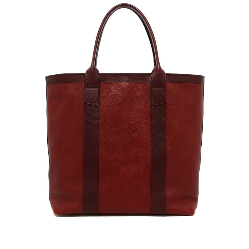 Tall Tote - Burnt Henna/Cordovan - Pebbled Leather - Linen Interior - Zipper Closure in 