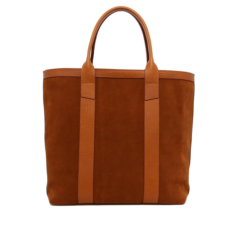 Tall Tote - Sugar Almond/Butterscotch Trim - Suede - Zipper Closure in 
